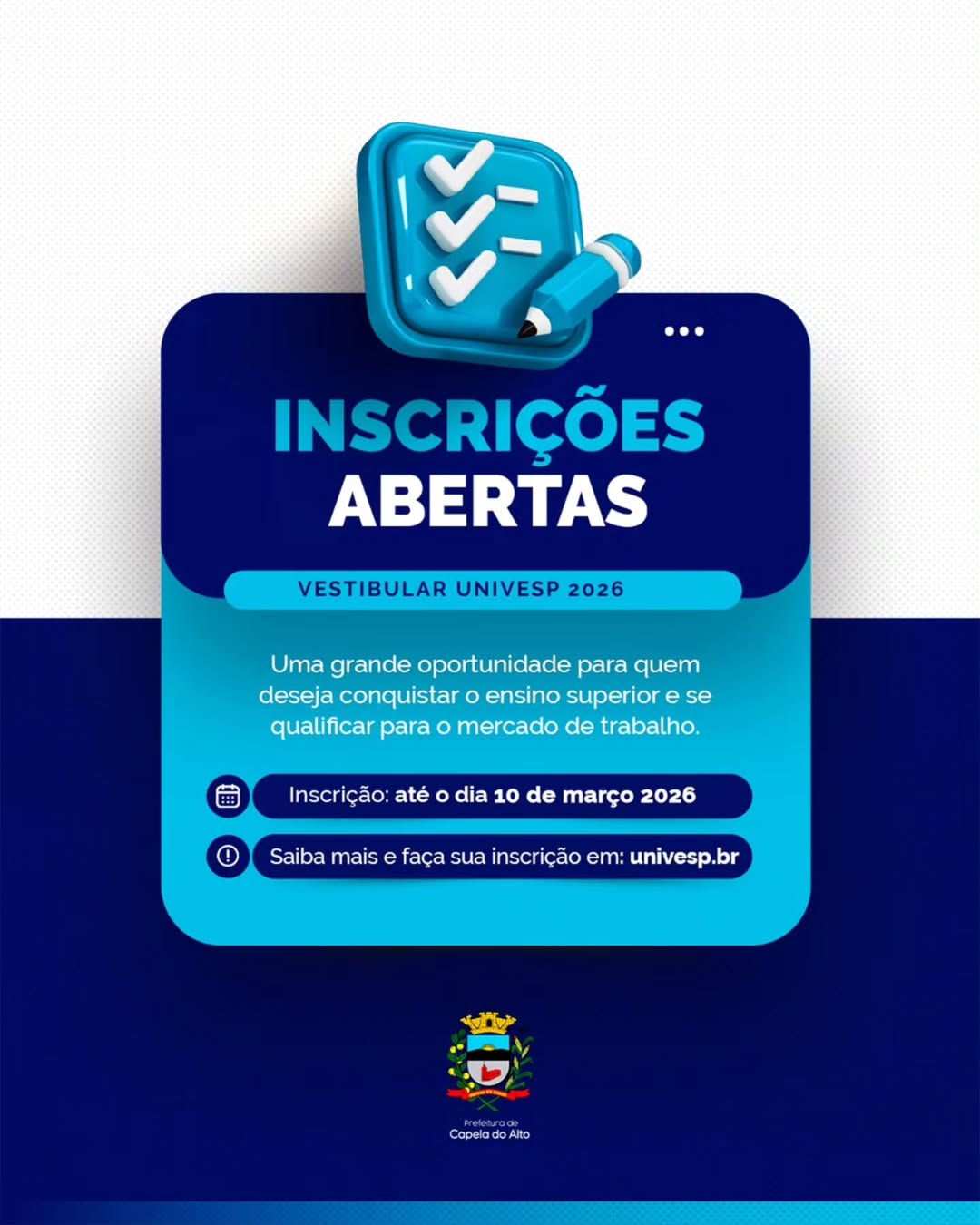 Inscrições abertas para o Vestibular Univesp 2026 🎓