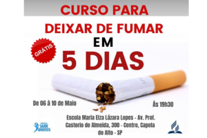 CURSO "COMO DEIXAR DE FUMAR EM 5 DIAS" É OFERECIDO GRATUITAMENTE EM CAPELA DO ALTO
