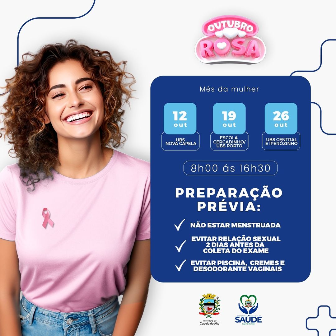 Outubro Rosa: Mobilização para prevenção de câncer do colo de útero e câncer de mama. 