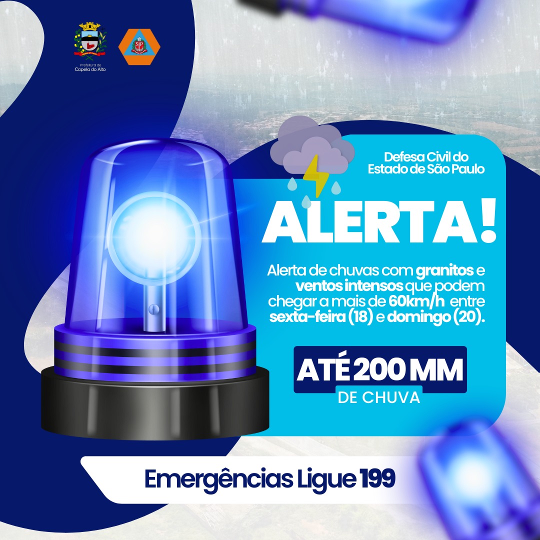 ALERTA DE CHUVAS E VENTOS FORTES! 